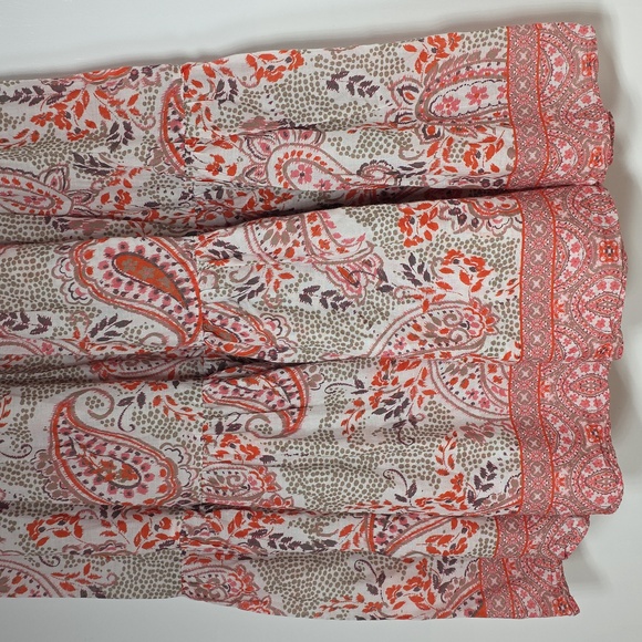 Cara Cara Paisley Print  Midi Skirt Beige/red Size S Small - Picture 5 of 12